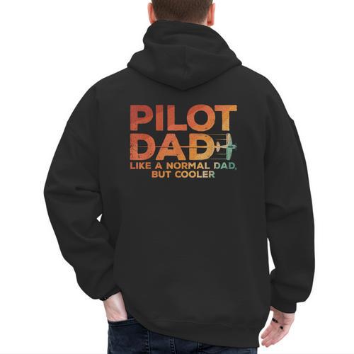 Pilot Dad Art For Men Father Aviation Airplane Pilot Men's Hoodie Back Print - Father's Day Fun
