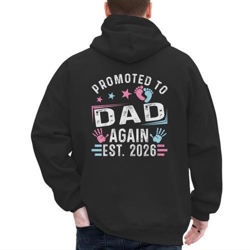 Promoted To Dad Again Est 2026 Vintage Dad Men's Hoodie Back Print - Father's Day Fun