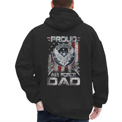 Proud Air Force Dad Shirt Military Family Fathers Day Men's Hoodie Back Print - Father's Day Fun