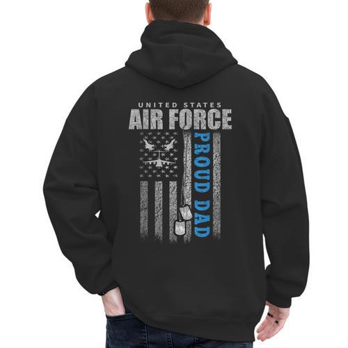 Proud Air Force Dad Of The US Air Force USA Flag Men's Hoodie Back Print - Father's Day Fun