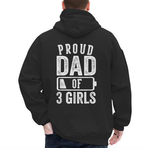 Proud Dad Of 3 Girls Daddy Of Three Daughters Men's Hoodie Back Print - Father's Day Fun