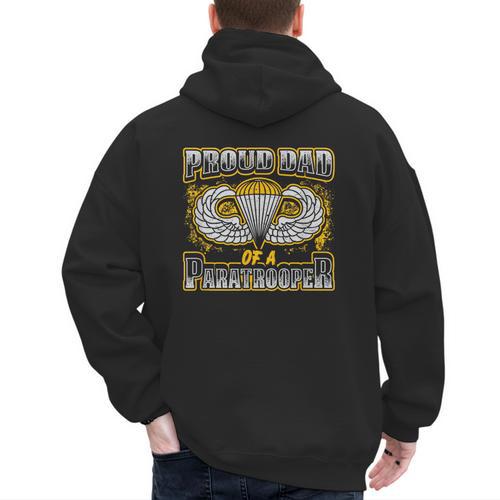 Proud Dad Of a Airborne Division Paratrooper Men's Hoodie Back Print - Father's Day Fun