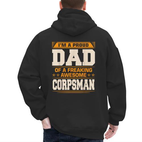 Proud Dad Of Awesome Corpsman Father's Day Men's Hoodie Back Print - Father's Day Fun