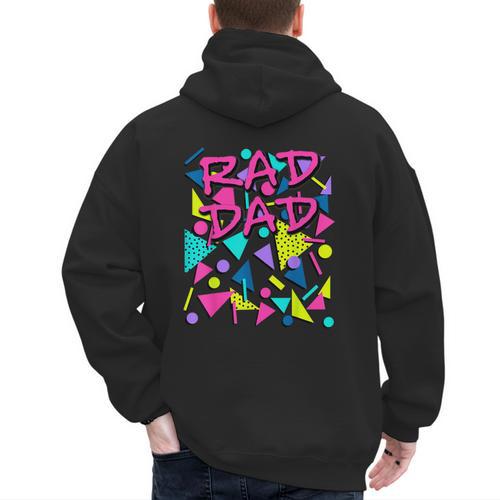 Rad Dad 80s Throwback Men's Hoodie Back Print - Father's Day Fun