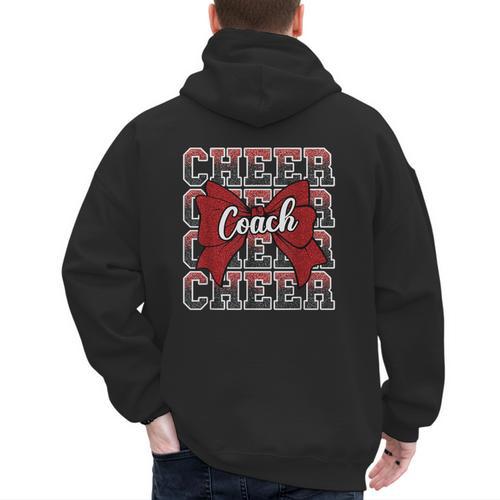 Red Sport Loud Proud Cheer Coach Dad Father's Day Men's Hoodie Back Print - Father's Day Fun