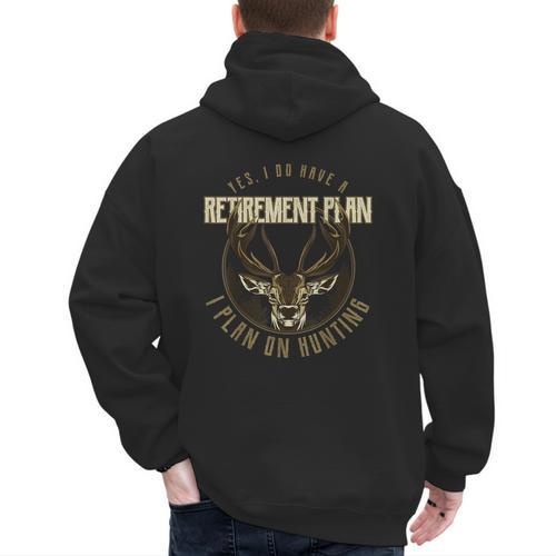 Retirement Grandpa Hunting Deer Elk Retired Hunter Dad Men's Hoodie Back Print - Father's Day Fun