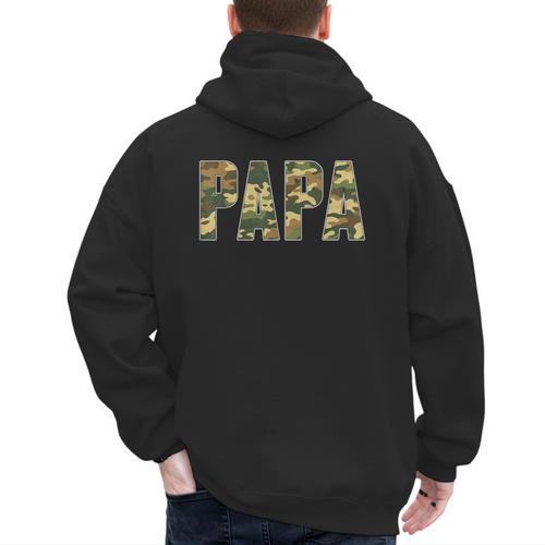 Retro Camo Hunting Papa Old Camo Dad Father’s Day Daddy Men's Hoodie Back Print - Father's Day Fun