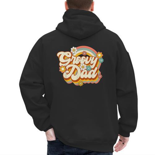 Retro Groovy Dad Family Birthday 60s 70s Hippie Costume Men's Hoodie Back Print - Father's Day Fun
