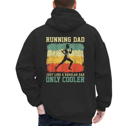 Retro Running Dad Runner Marathon Athlete Humor Outfit Men's Hoodie Back Print - Father's Day Fun