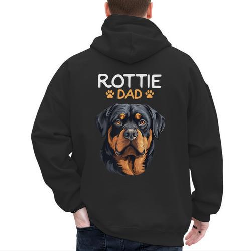 Rottie Dad Rottweiler Dog Men's Hoodie Back Print - Father's Day Fun