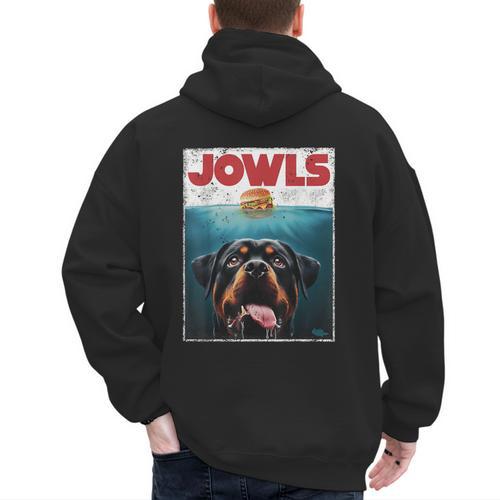 Rottie Rottweiler Jowls Burger Giant Tank Dog Mom Dad Men's Hoodie Back Print - Father's Day Fun