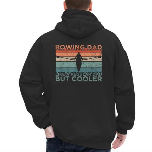 Round Rowing Dad Rudder Men's Hoodie Back Print - Father's Day Fun