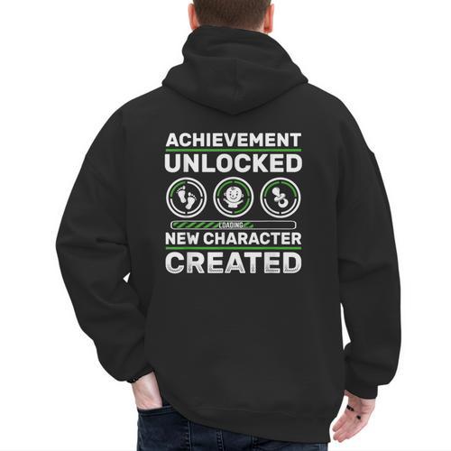 Schwangerschaft Verknden Geschenk Zocker New Character Created Pregnancy Announcement Dad Gamer Men's Hoodie Back Print - Father's Day Fun