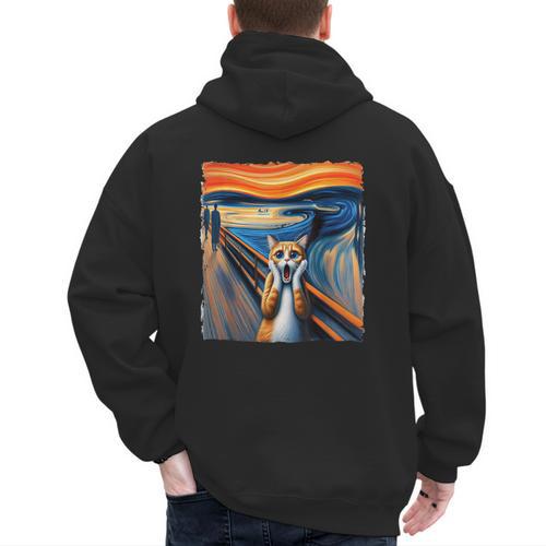 The Scream Cat Parody For Kitty Cat Lover Cat Mom Cat Dad Men's Hoodie Back Print - Father's Day Fun