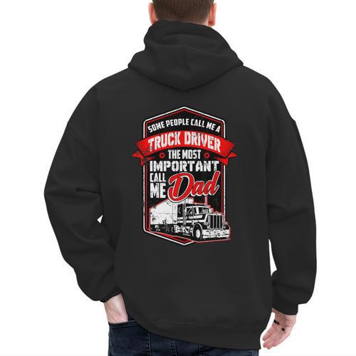 Semi Truck Driver For Truckers And Dads Small Men's Hoodie Back Print - Father's Day Fun