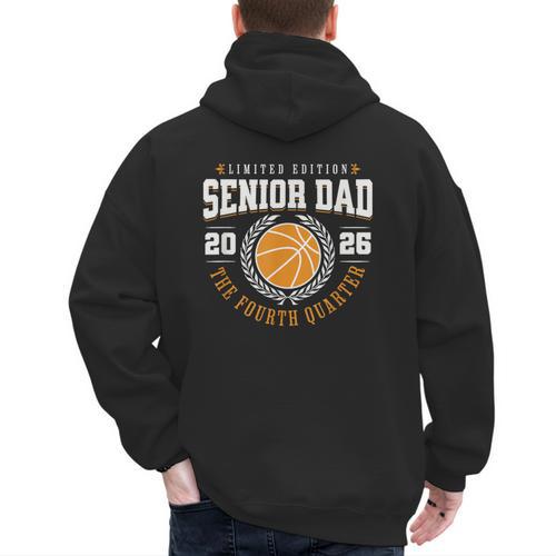Senior Basketball Dad 2026 The Final Quarter Men's Hoodie Back Print - Father's Day Fun