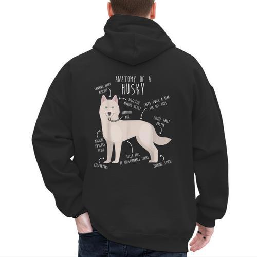 Siberian Husky Dog Anatomy Pet Mom Cute Dog Dad Men Women Kids Men's Hoodie Back Print - Father's Day Fun