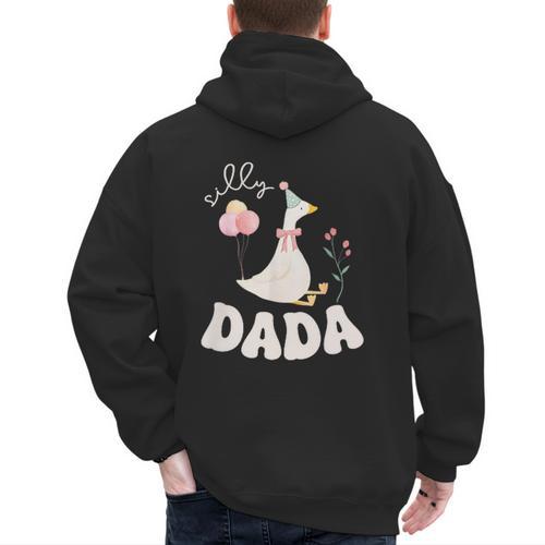 Silly Dada Silly Goose Dad Birthday Family Matching Party Men's Hoodie Back Print - Father's Day Fun