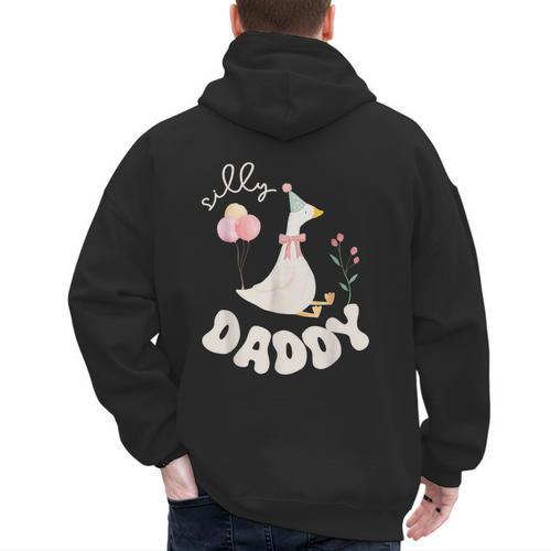 Silly Daddy Silly Goose Dad Birthday Family Matching Party Men's Hoodie Back Print - Father's Day Fun