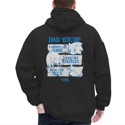Sonic The Hedgehog Father's Day Dad Qualities Distressed Men's Hoodie Back Print - Father's Day Fun