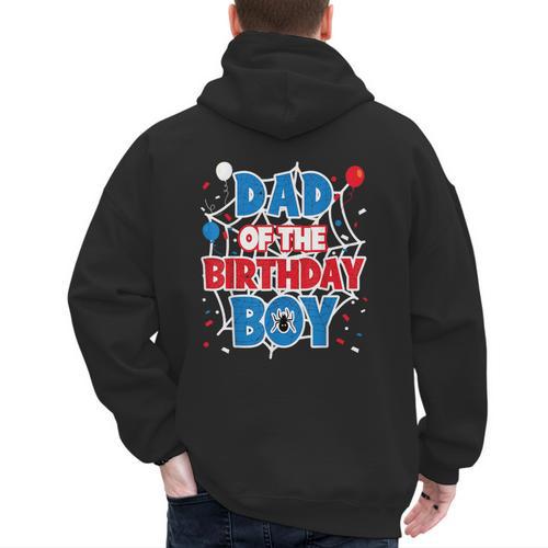 Spider Web Dad Of The Birthday Boy Men's Hoodie Back Print - Father's Day Fun