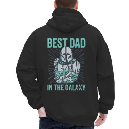 Star Wars The Mandalorian And Grogu Best Dad In The Galaxy Men's Hoodie Back Print - Father's Day Fun