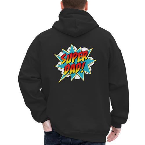 Super Dad Comic Book Superhero Father's Day Men's Hoodie Back Print - Father's Day Fun