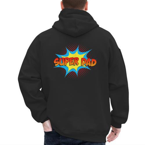 Super Dad Family Matching Superhero Comics Set Fathers Day Men's Hoodie Back Print - Father's Day Fun