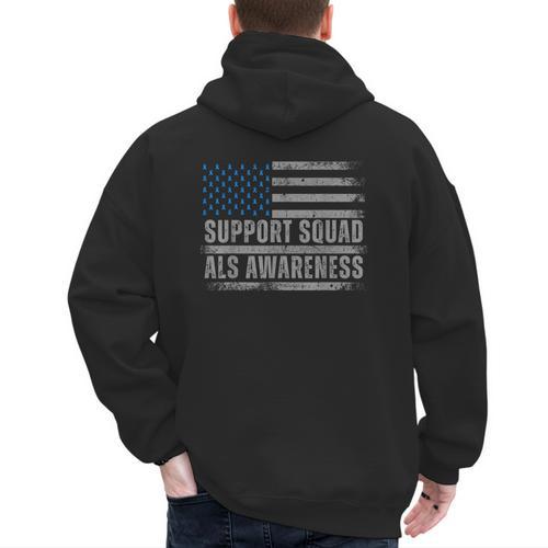 Support ALS Awareness Month USA American Flag Men Dad Men's Hoodie Back Print - Father's Day Fun