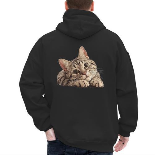 Tabby Cat Mom Dad Pet Shop Tabby Cats Kitten Tabby Cat Men's Hoodie Back Print - Father's Day Fun