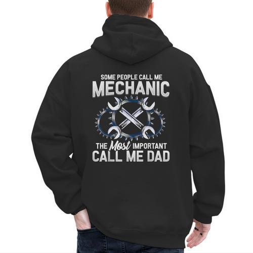 Tee Styley Mechanic Dad Novelty Small Men's Hoodie Back Print - Father's Day Fun