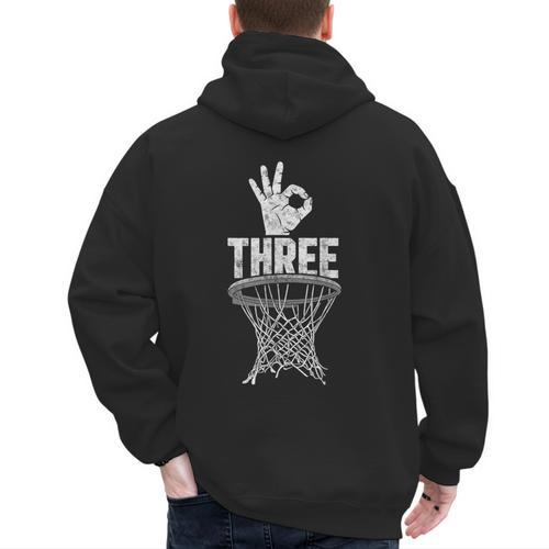 Three Points Throw Basketball Player Fan Dad Joke Tee Men's Hoodie Back Print - Father's Day Fun