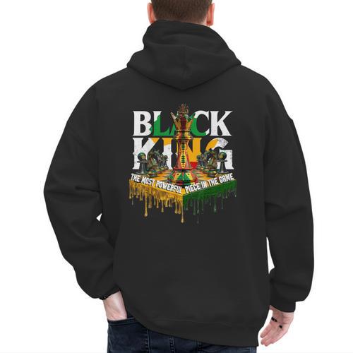 History I Am Black Man King Dad Melanin Men Women Men's Hoodie Back Print - Father's Day Fun