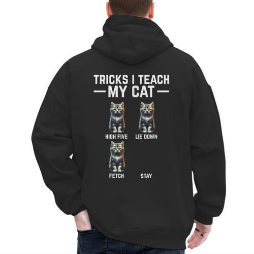 Tricks I Teach My Cat Cat Owner Kitten Dad Mom Kitty Men's Hoodie Back Print - Father's Day Fun