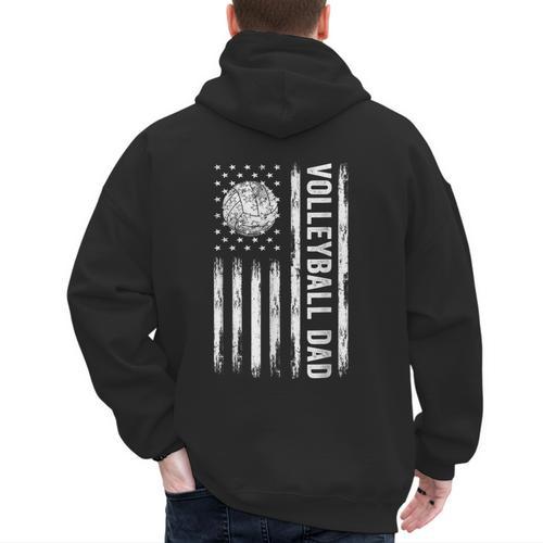 USA Flag Volleyball Dad Father's Day Men's Hoodie Back Print - Father's Day Fun
