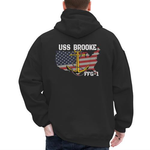 USS Brooke FFG-1 Frigate Veterans Day Son Father Grandpa Dad Men's Hoodie Back Print - Father's Day Fun