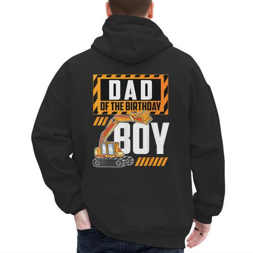 Vehicle Construction Excavator Dad Of The Birthday Boy Small Men's Hoodie Back Print - Father's Day Fun