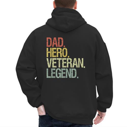 Veteran Dad Men's Hoodie Back Print - Father's Day Fun