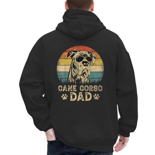 Vintage Cane Corso Dad Dog Lovers Father's Day Tee Men's Hoodie Back Print - Father's Day Fun