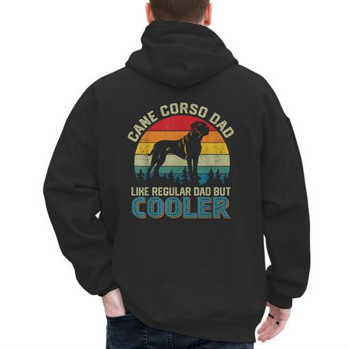 Vintage Cane Corso Dad Like Regular Dad But Cooler Men's Hoodie Back Print - Father's Day Fun