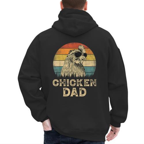 Vintage Chicken Dad Chicken Lovers Daddy Father's Day Men's Hoodie Back Print - Father's Day Fun