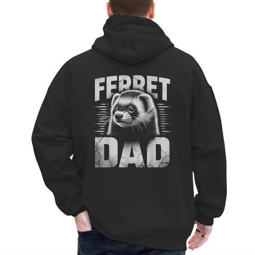 Vintage Ferret Dad Ultimate Pet Lover Ferret Owner Men's Hoodie Back Print - Father's Day Fun
