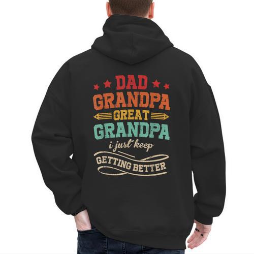 Vintage Great Grandpa For Fathers Day Dad Papa Grandpa Men's Hoodie Back Print - Father's Day Fun