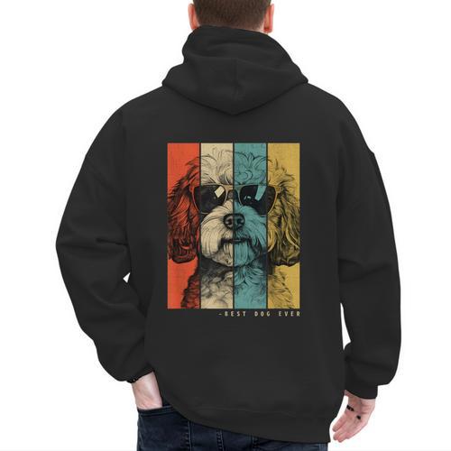 Vintage Maltipoo Dog Mom Dad Kids Men Women Men's Hoodie Back Print - Father's Day Fun