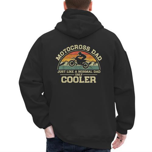 Vintage Motocross Dad Just Like A Normal Dad Only Cooler Men's Hoodie Back Print - Father's Day Fun