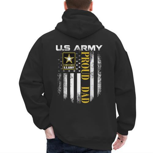 Vintage US Army Proud Dad With American Flag Men's Hoodie Back Print - Father's Day Fun