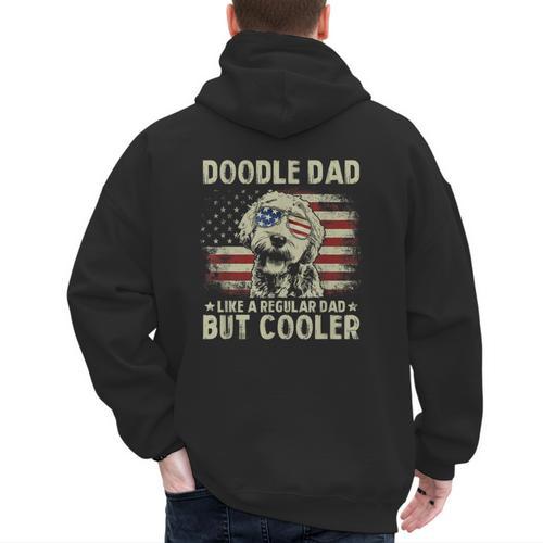 Vintage USA Flag Goldendoodle Doodle Dad Fathers Day Men Men's Hoodie Back Print - Father's Day Fun
