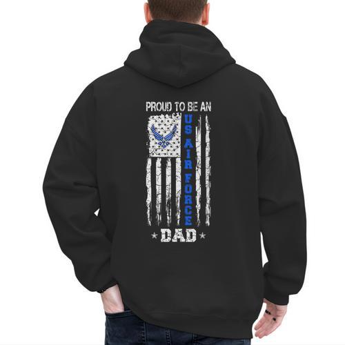 Vintage USA Flag Proud To Be An US Air Force Dad Men's Hoodie Back Print - Father's Day Fun