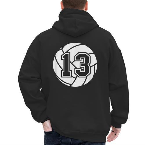 Volleyball Player 13 Volleyball Mom Dad Jersey Number 13 Men's Hoodie Back Print - Father's Day Fun