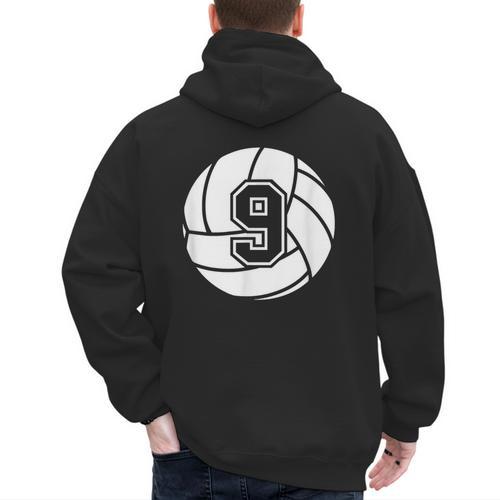 Volleyball Player 9 Volleyball Mom Dad Jersey Number 9 Men's Hoodie Back Print - Father's Day Fun